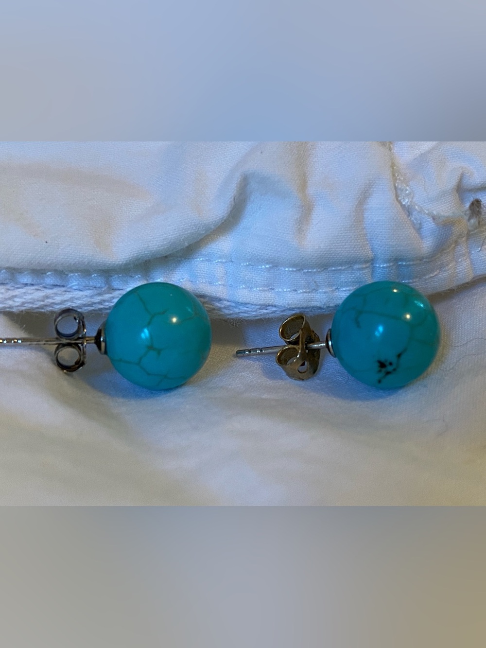 Turquoise or howlite Ball Stud Earrings - Women Jewelry 925 posts
